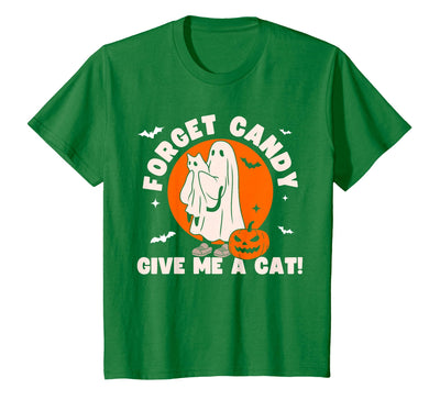 Cute Ghost Black Cat Halloween Shirts Forget Candy Give Me a Cat - Funny Black Cat Ghost Halloween T-Shirt