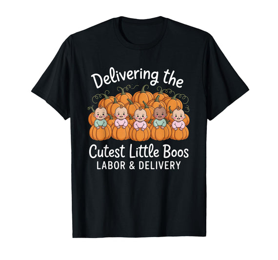 Spooky Nurse Halloween Labor and Delivery Gift Tee Delivering The Cutest Boos Labor & Delivery Halloween Nurse T-Shirt -