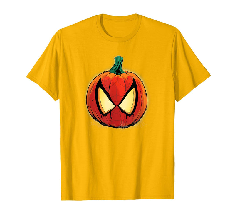 Marvel Spider-Man Halloween Spooky Pumpkin Jack-o'-Lantern T-Shirt - Golden Yellow