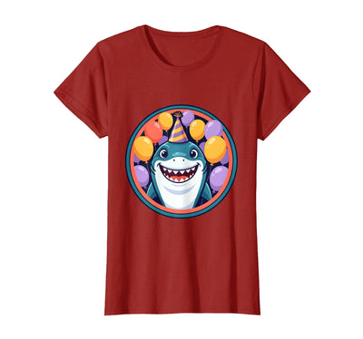 Birthday Boy Shark Party Hat Balloons Graphic T-Shirt