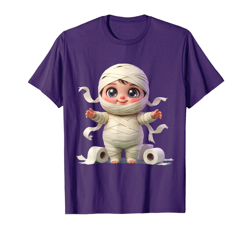 Mademark Kids Halloween Mummy Wrapped in Toilet Paper T-Shirt - Purple