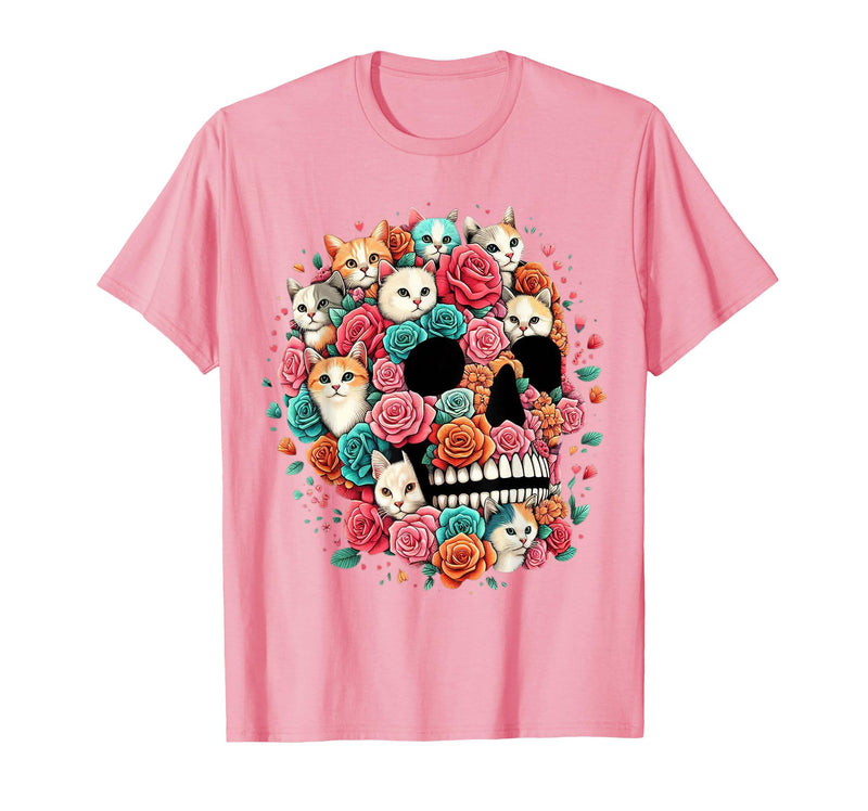 TS - SHOP - Kitty Skeleton Halloween Costume Idea Cat Skull - Kitty Skeleton Halloween Costume Idea T-Shirt - Pink