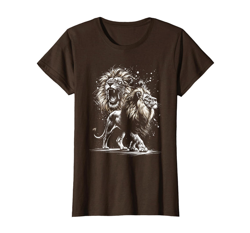 MyAnimal - Your Favourite Animal Wear Lion Majestic and Proud in Artistic Style T-Shirt - Brown