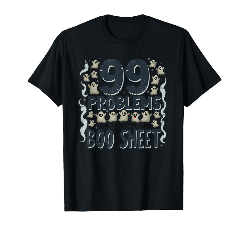 Mademark Ghost & Spirits - Ghost (99 Problems All) T-Shirt - Black-99 Problems All Boo Sheet