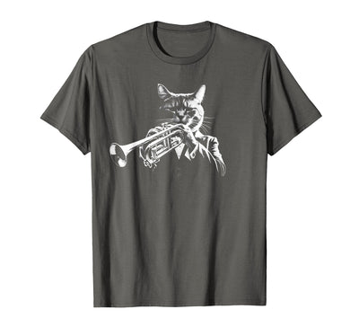 Cat Playing Trumpet Music Tees Rock Cat Playing Trumpet - Funny Trumpet Cat T-Shirt