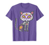 Halloween Cat Shirts For Women Men Kids Owner Sugar Skull Cat Dia De Muertos Day of Dead Halloween Mexican T-Shirt - Purple