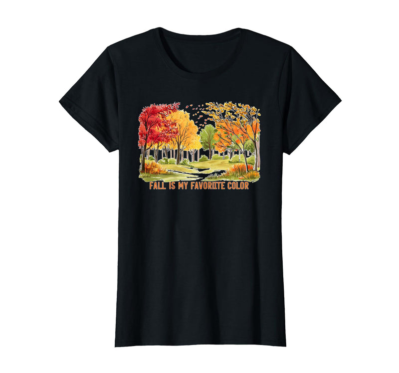 Halloween spooky fall autumn shirts Fall is My Favorite Color Season Leaves Halloween Fun T-Shirt - Black