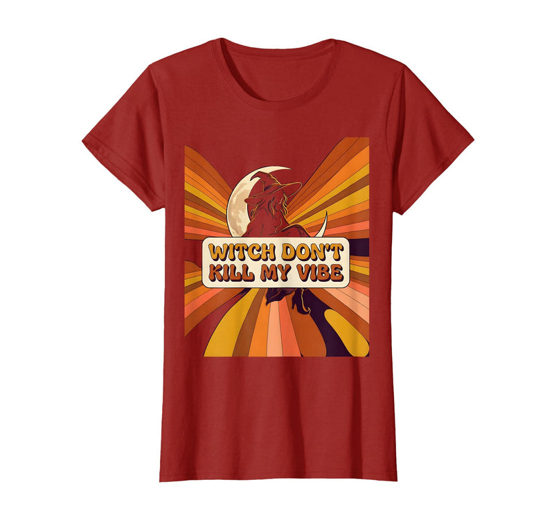 Mademark Witch Don't Kill My Vibe Halloween Women's Design T-Shirt - Cranberry Red