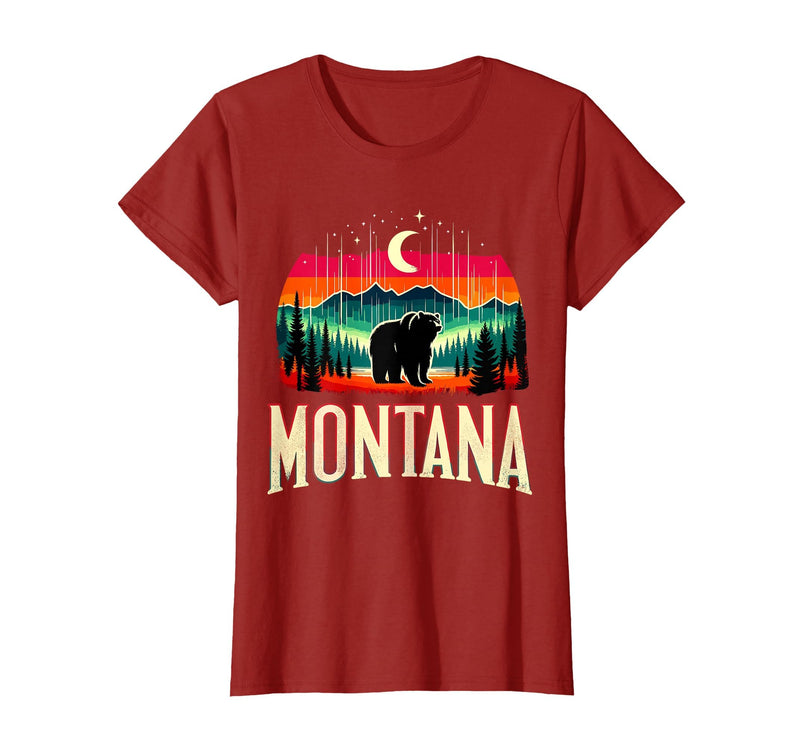 Grizzly Bear Mountain Forrest Nature Montana Grizzly Bear Mountain T-Shirt - Cranberry Red