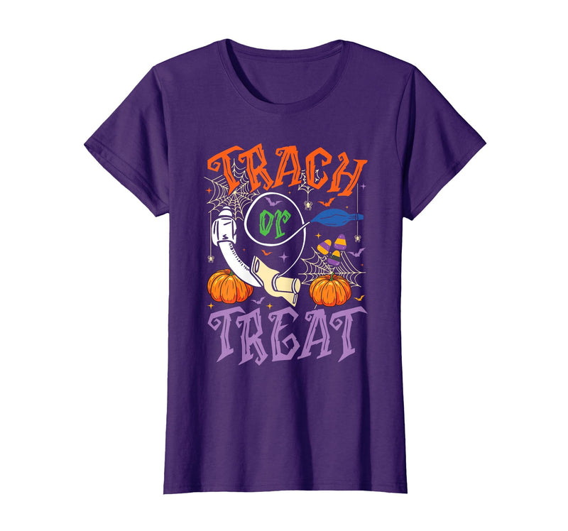 Trach or Treat ICU RN Halloween Nurse Tees Respiratory Therapist Trach or Treat ICU RN Halloween Nurse T-Shirt - Purple