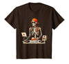 Funny Skeleton DJ Halloween Men Outfit Skeleton DJ Halloween Costume Turntable Music Funny Men Boys T-Shirt - Brown