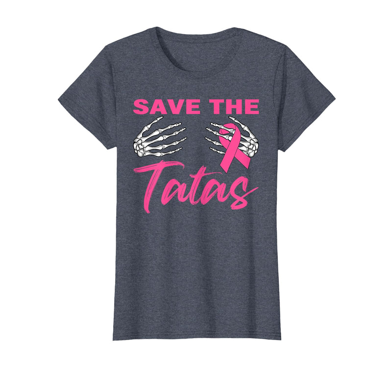 Amb Breast Cancer Awareness Month Warrior Survivor Save The Tatas Breast Cancer Pink Ribbon Skeleton Halloween T-Shirt -