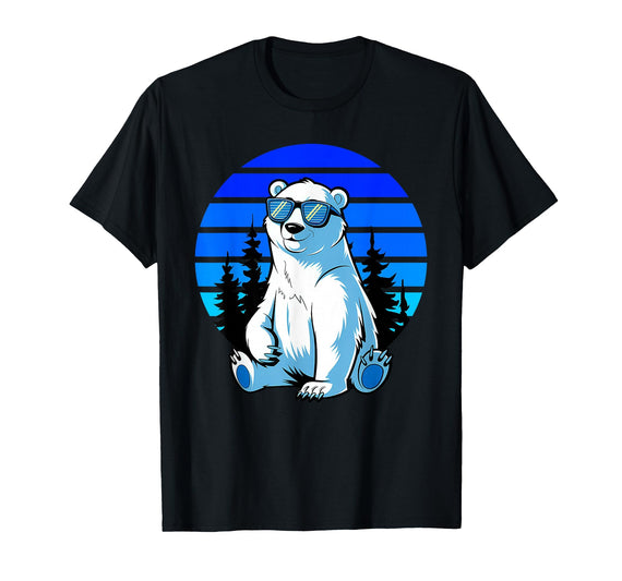 Bear Lover Gift Co. Arctic Animal Polar Bear Lover Cool Sunglasses Polar Bear T-Shirt - Black