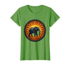 Mademark Elephant Silhouette Giant Sunset Graphic T-Shirt - Women - Grass Green