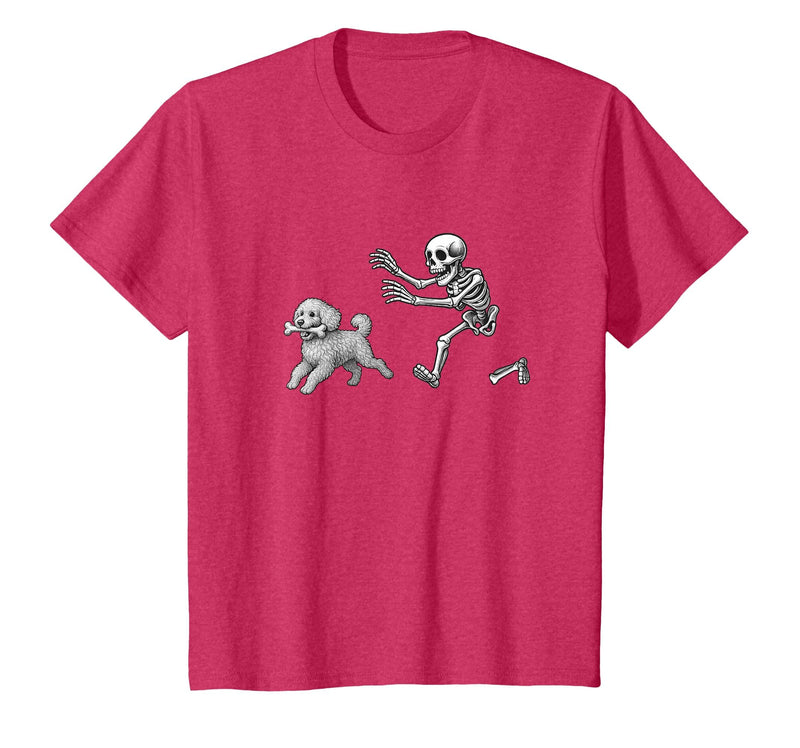 Funny Halloween Dog Lovers Gift Tees Skeleton Dogs Funny Skeleton Chasing Goldendoodle Dog Halloween Dogs Lover T-Shirt -