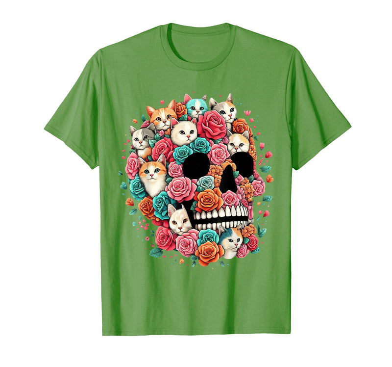 TS - SHOP - Kitty Skeleton Halloween Costume Idea Cat Skull - Kitty Skeleton Halloween Costume Idea T-Shirt - Grass Green
