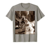 Funny Bunny Rabbit Selfie with T-Rex Tyrannosaurus Dinosaur T-Shirt in Slate Grey