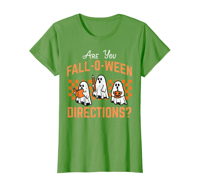 Halloween Shirts For Women Men Kids Boys Girls are You Falloween Directions Funny Halloween Teacher Teach T-Shirt - Grass