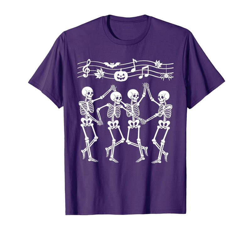 Dancing Skeletons Halloween Party Music Shirts Spooky Skeletons Symphony Halloween Dance Music Men Women T-Shirt - Purple