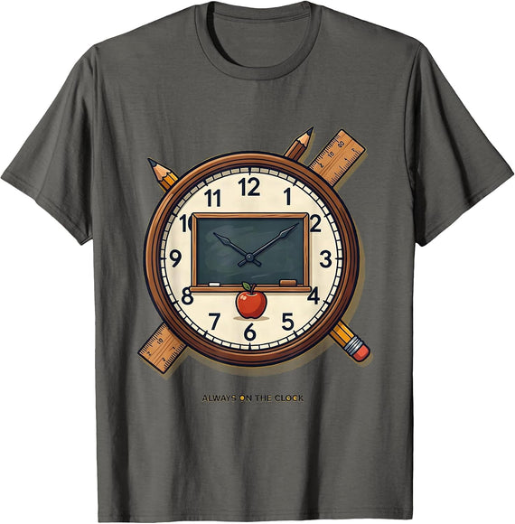 Always on the Clock Hardworking Hustle Design T-Shirt - Asphalt Grey