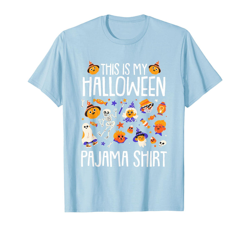 Halloween Shirts Costume Women Men Kids Pajama This is My Halloween Pajama Shirt Pumpkin Witch Skeleton T-Shirt - Baby Blue