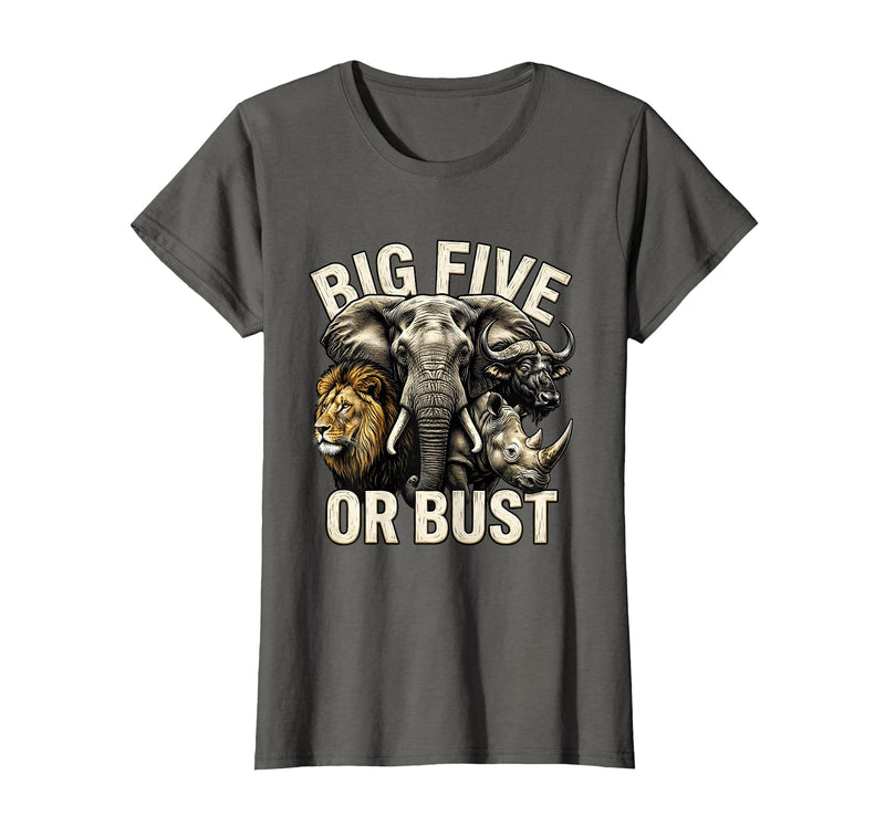 Mademark Big Five or Bust Safari Wildlife Design T-Shirt - Women - Asphalt Grey