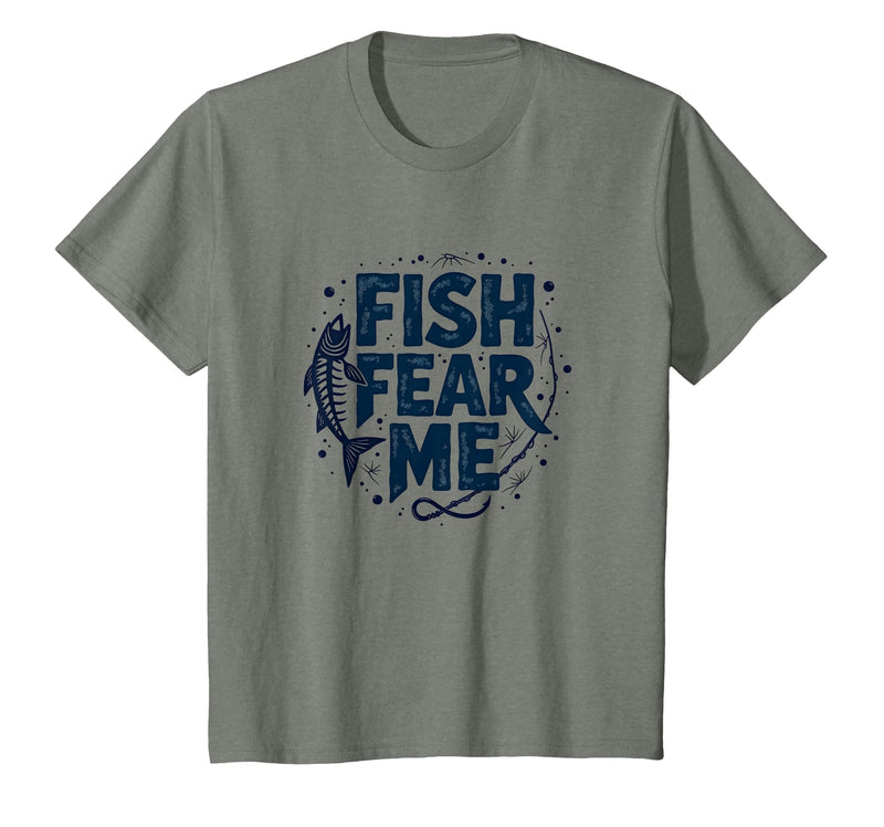 Mademark Fish Fear Me Funny Fishing for Men Angler Humor Quote T-Shirt - Olive Heather
