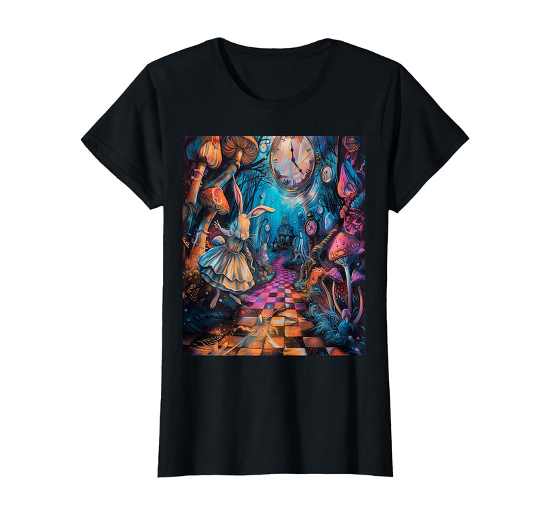 Alice in Wonderland Rabbit House T-Shirt in Black