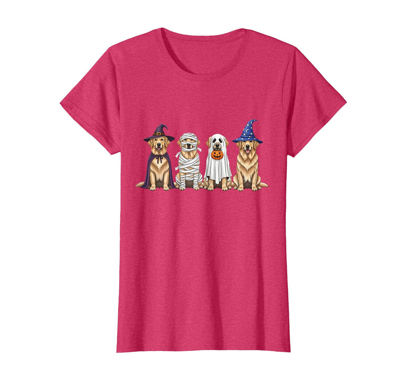 Spooky Golden Retriever Dogs Mummy Halloween Tee Golden Retriever Dog Witch Mummy Ghost Boo Costume Halloween T-Shirt - Red