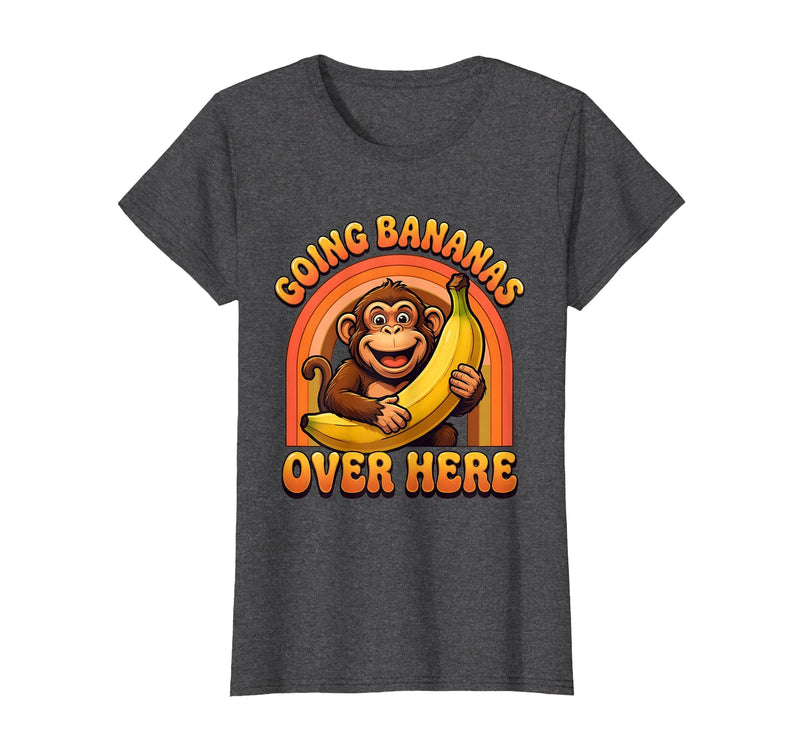 Mademark Going Bananas Over Here Funny Monkey Design T-Shirt - Women - Dark Heather Grey