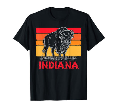 Cow State Pride Nature Outdoor Adventure Indiana Bison Retro T-Shirt