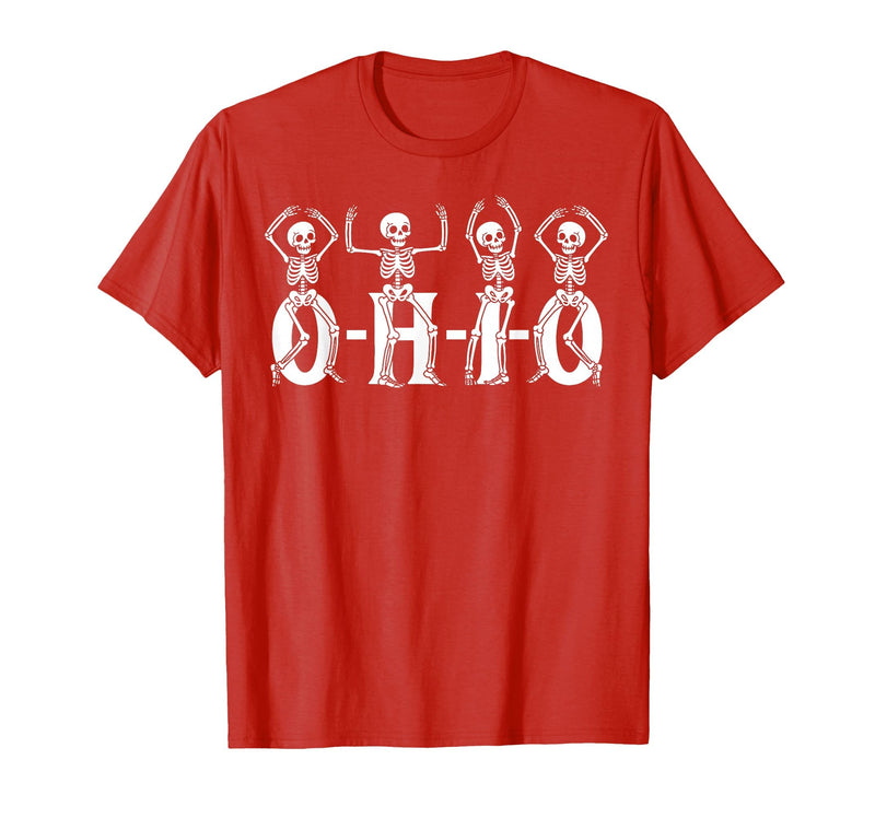 Funny O-H-I-O State Skeleton Halloween Funny O-H-I-O State Skeleton Ohio Halloween Vintage Vibe Fun T-Shirt - Red