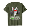 Bunny Gym Rabbit Weights Installing Muscles T-Shirt in Olive Green