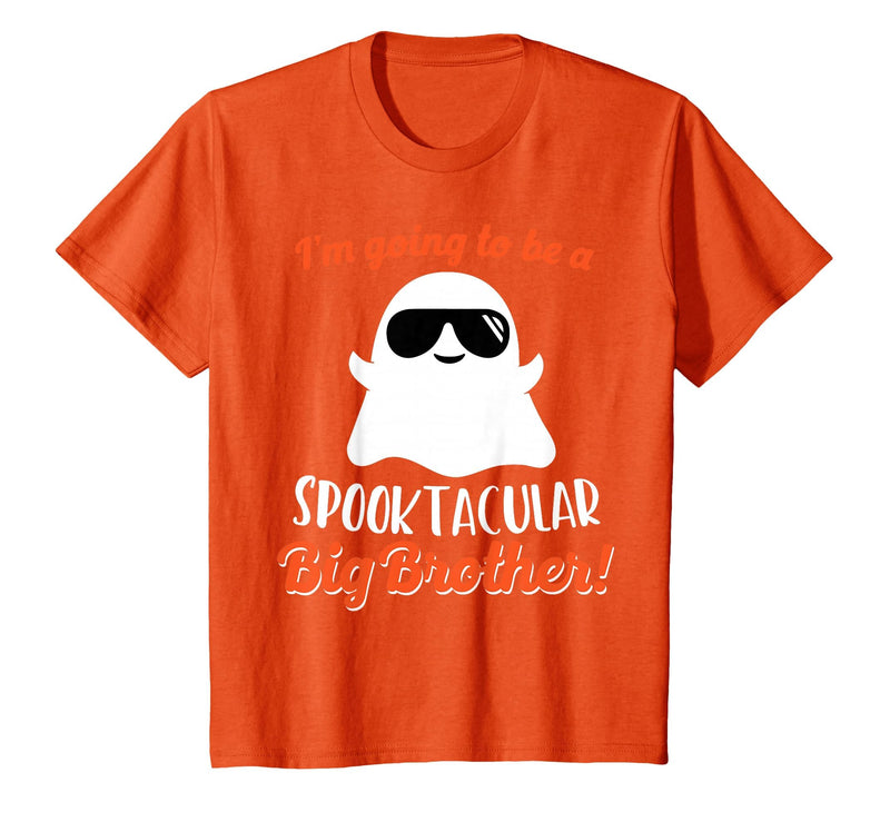 Halloween Pregnancy Announcements by HotW Big Brother Pregnancy Announcement Ghost Funny Boy Halloween T-Shirt - Orange