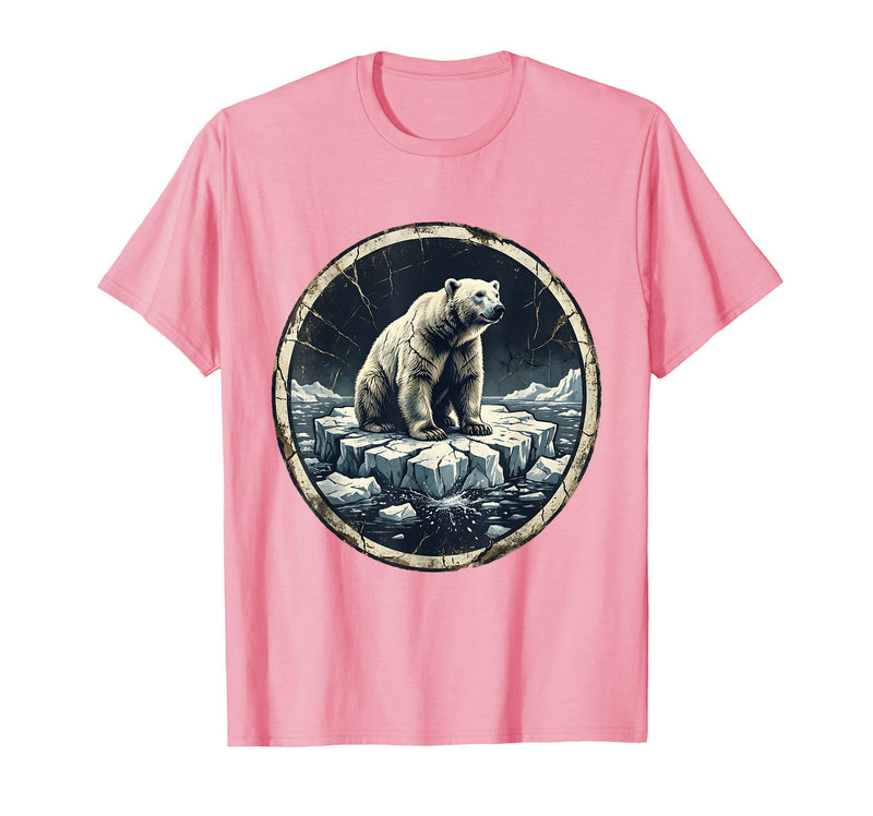 Mademark Polar Bear Drifting on Ice Floe Illustration T-Shirt - Pink