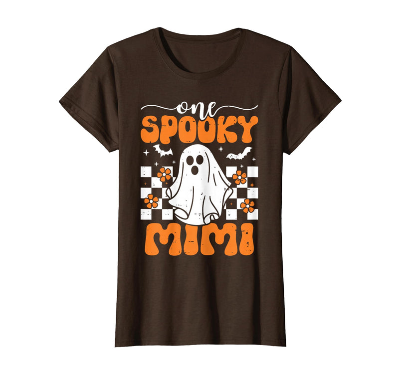 One Spooky Mimi Halloween Family Matching One Spooky Mimi Matching Family Halloween Costumes T-Shirt - Brown