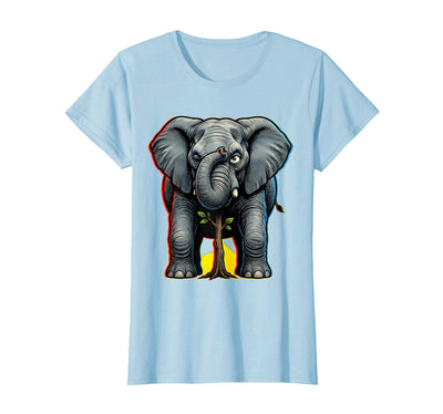 Mademark Funny Elephant Hiding Behind Tiny Tree T-Shirt - Women