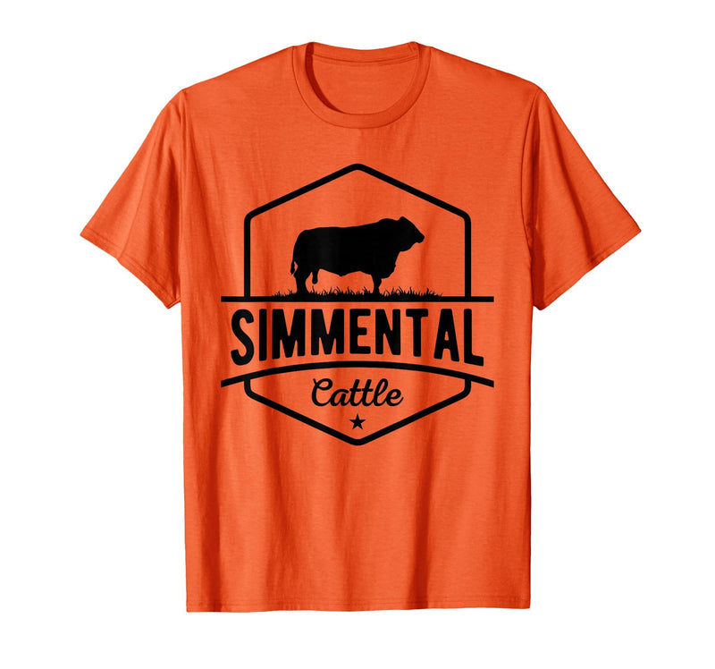 Funny Farmer Gift for Simmental Cattle Cow Farmer - Simmental Cattle T-Shirt - Orange