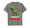 Dinosaur T Rex Zombie Saurus Halloween Kids Boys Zombie Saurus Skeleton Dinosaur T Rex Zombie Halloween Boys T-Shirt - Olive