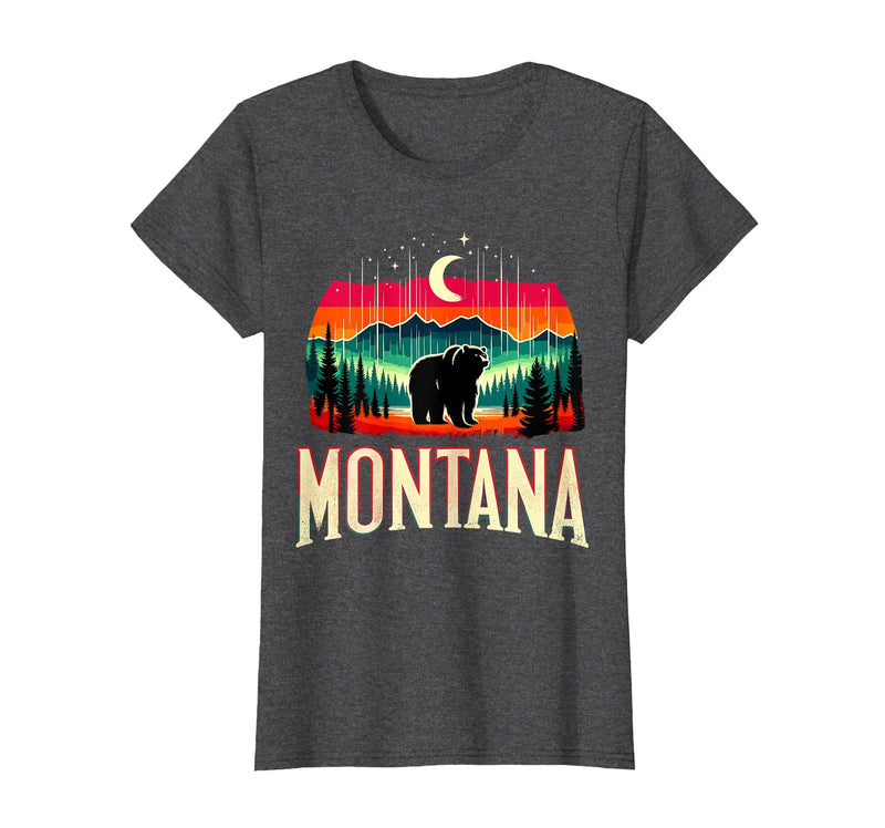 Grizzly Bear Mountain Forrest Nature Montana Grizzly Bear Mountain T-Shirt - Dark Heather Grey
