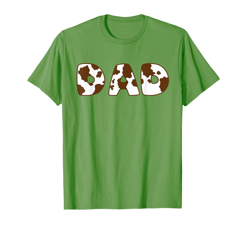 Cow Print For Family Matching Outfits DAD Cow Brown White Animal Print, Cow Pattern Farmer DAD T-Shirt - Grass Green