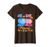 He Or She Pumpkin Gender Reveal Party Supplies Tee Halloween Pumpkin Gender Reveal He or She Mommy to Be T-Shirt - Brown