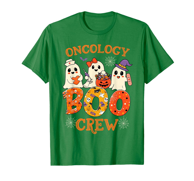 Oncology Boo Crew Funny Ghost Halloween Spooky Costume Nurse T-Shirt - Kelly Green