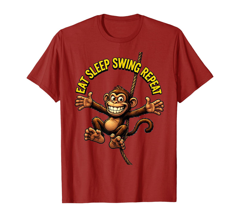 Mademark Eat Sleep Swing Repeat Monkey Graphic Design T-Shirt - Men - Cranberry Red