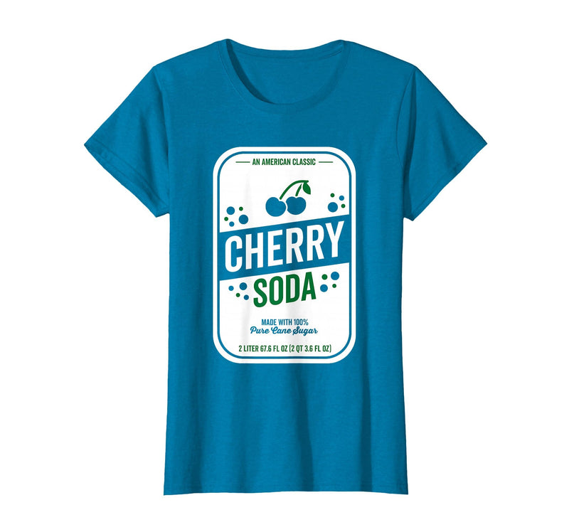 Funny Soda Pop Label Tees Soda Group Halloween Costume Cherry Soda T-Shirt - Sapphire Blue