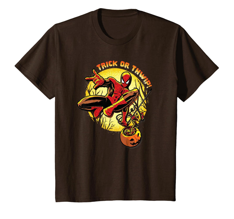 Marvel Super Heroes Spider-Man Trick or Thwip! Halloween T-Shirt - Brown
