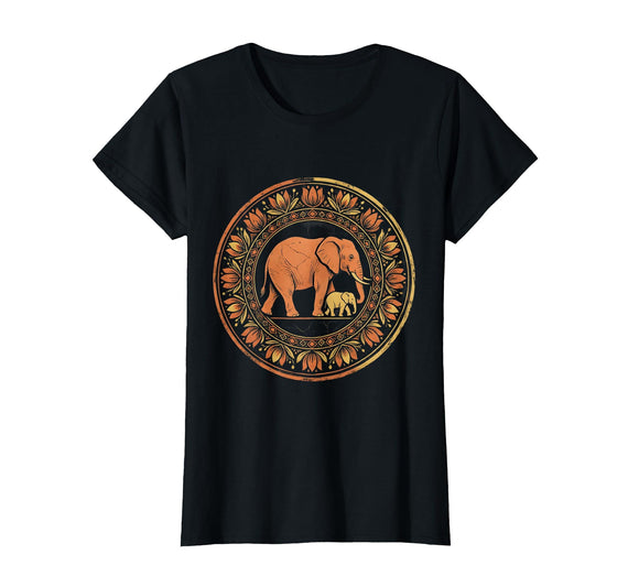 Mademark Elephant Mom and Baby Pregnancy Announcement T-Shirt - Women - Black