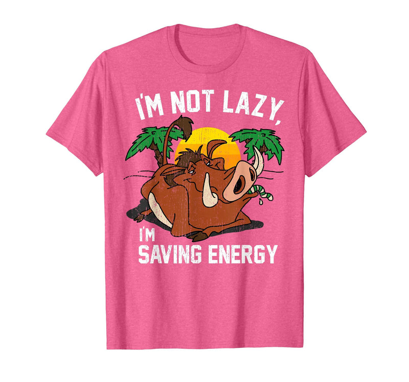 Disney Lion King Lazy Pumbaa Graphic T-Shirt T-Shirt - Pink Heather