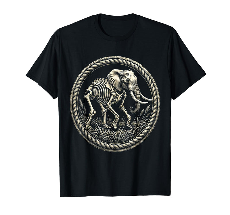 Mademark Elephant Skeleton Mid-Stride Through Tall Grass T-Shirt - Men - Black