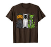Halloween Tees for Women Men Kids Skeleton Cat Pumpkin Ghost Halloween Kitty Meow Girl Boy Kid T-Shirt - Brown